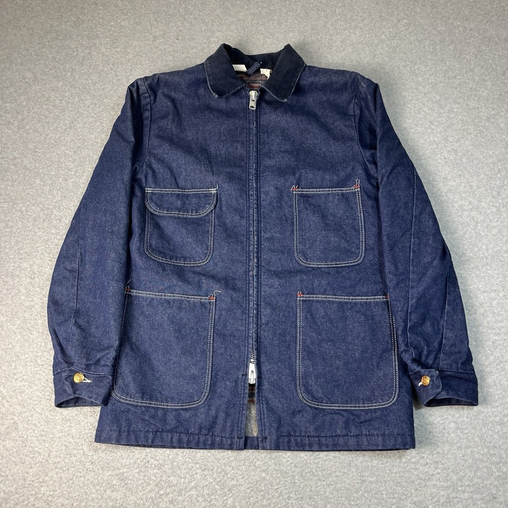 Vintage Blue Bell Jacket Mens 34 (Small) Chore Denim Full Zip Talon 70s Blanket